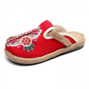 Johnature Women Slippers Summer 2021 New Slides Embroider Flat With Women Shoes Retro Flower Handmade